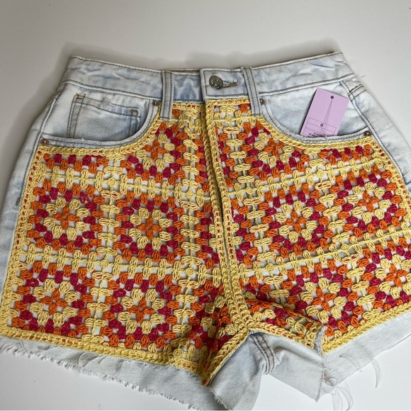 wild fable Pants - Wild Fable Women's Super-High Rise Crochet Cut-Off Jean Shorts size 16